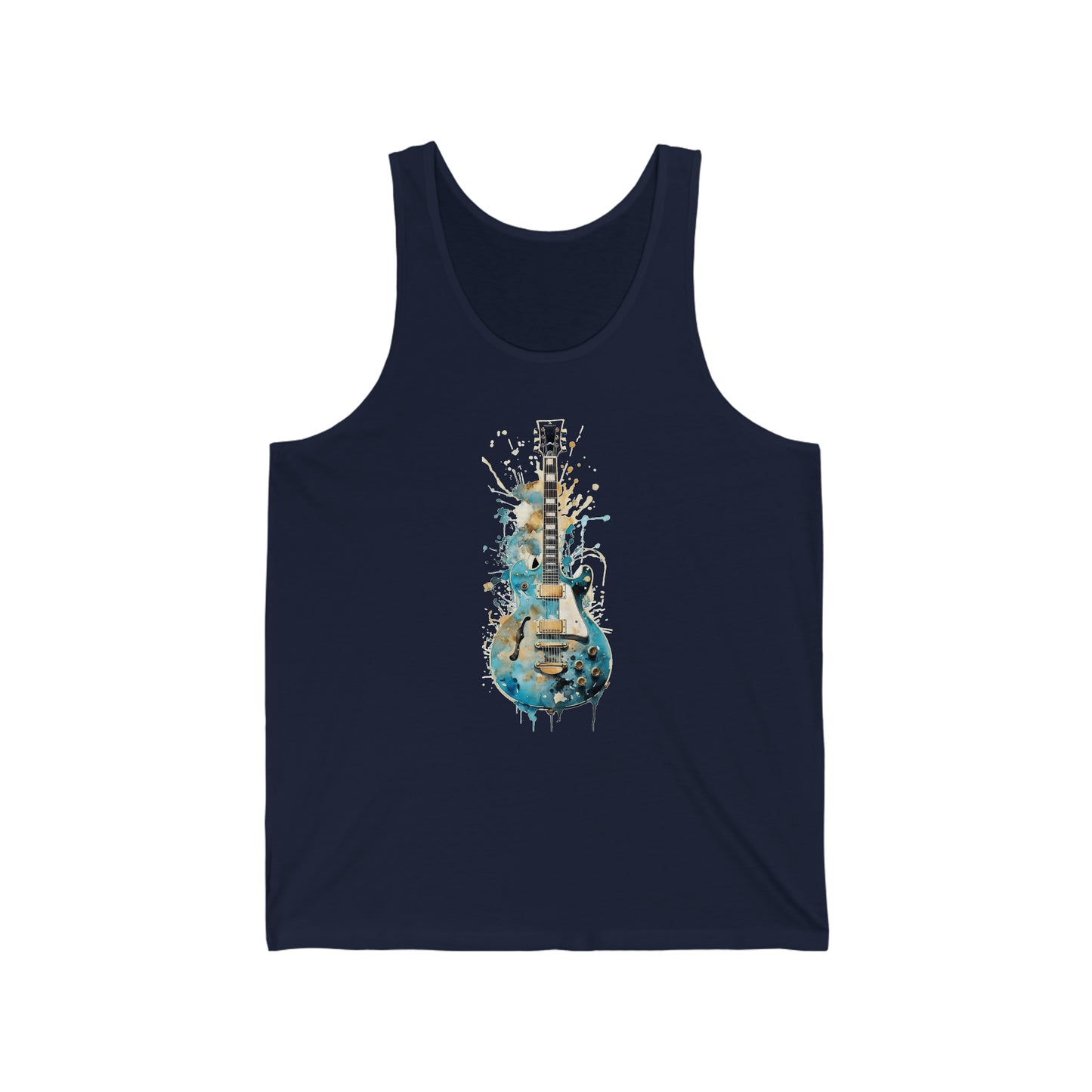 guitar tank top teal and gold
