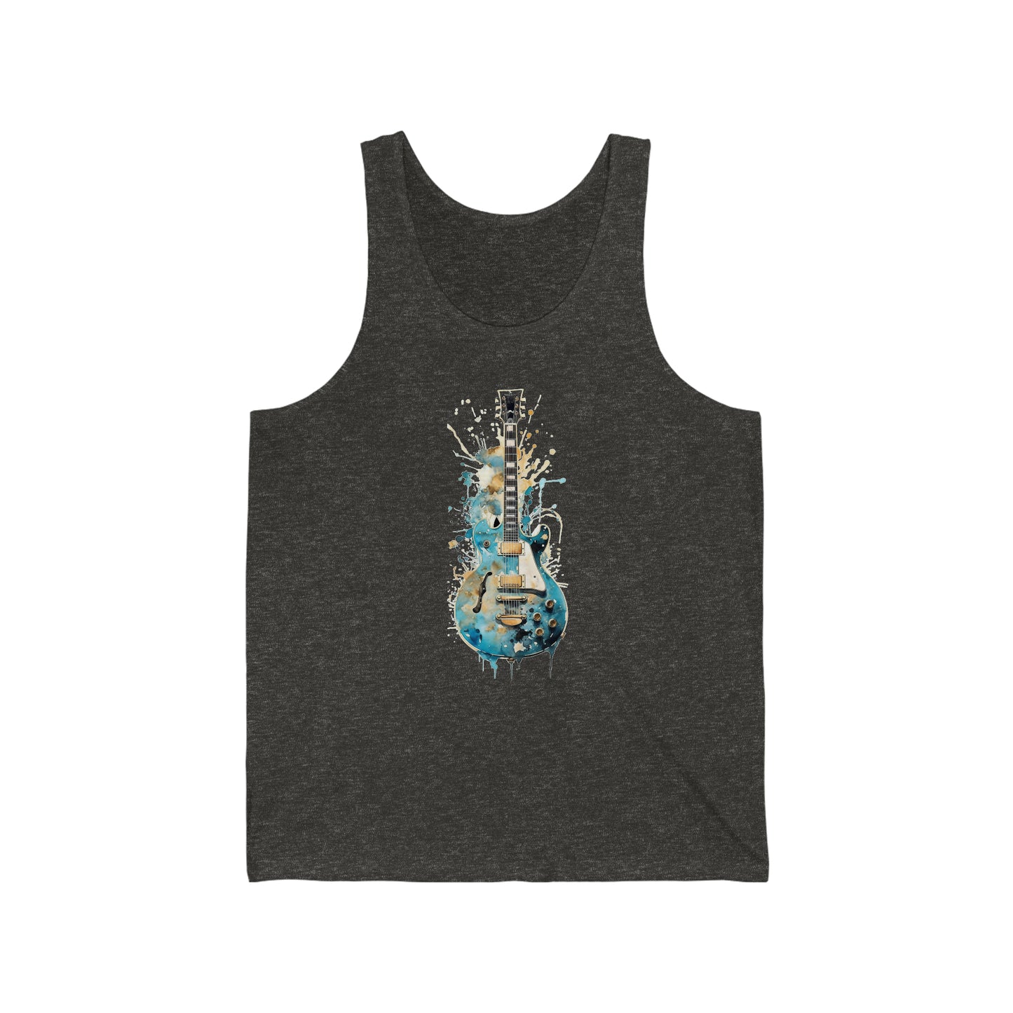 guitar tank top teal and gold
