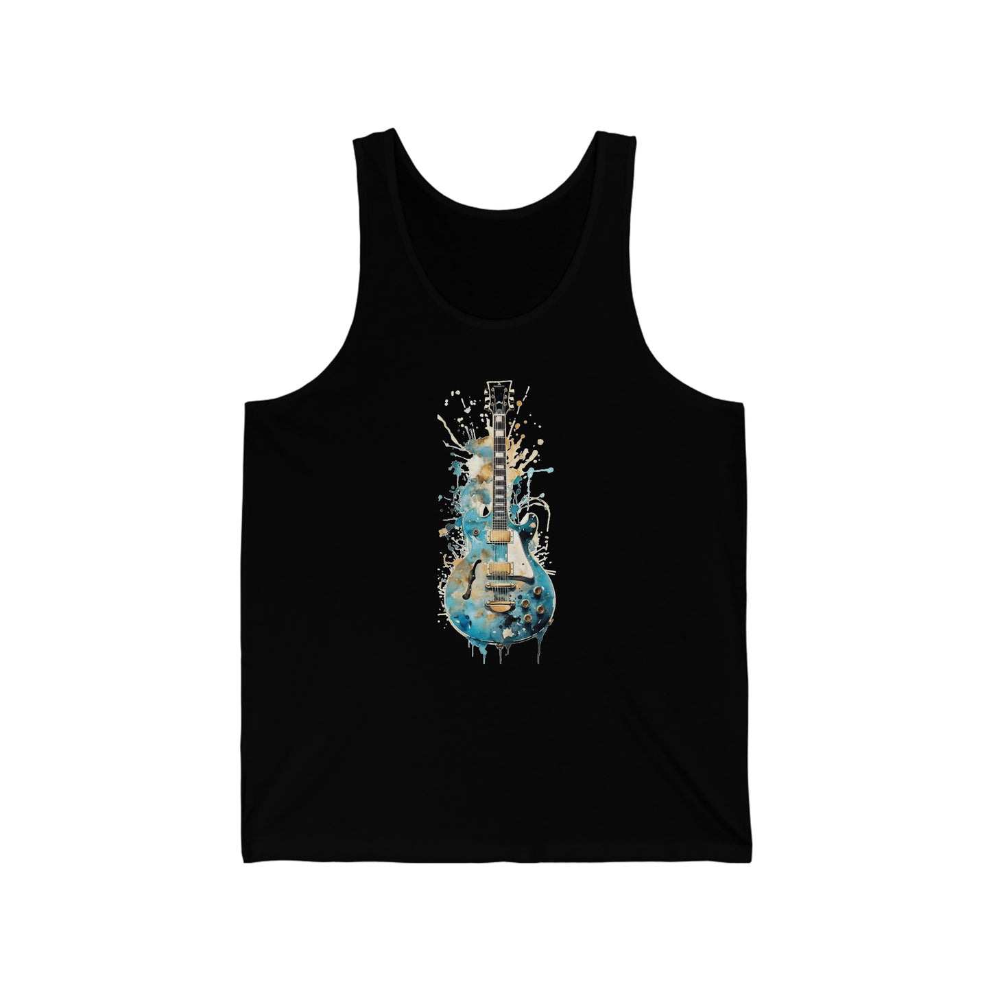 guitar tank top teal and gold