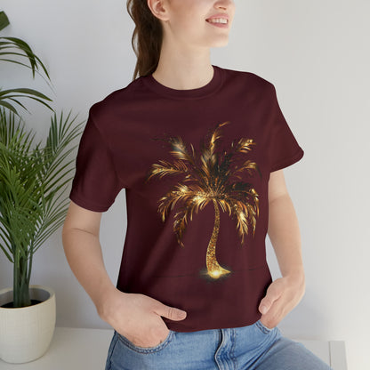 Golden Palm Tree stylish t-shirt. perfect gift for elegant tropical lover.