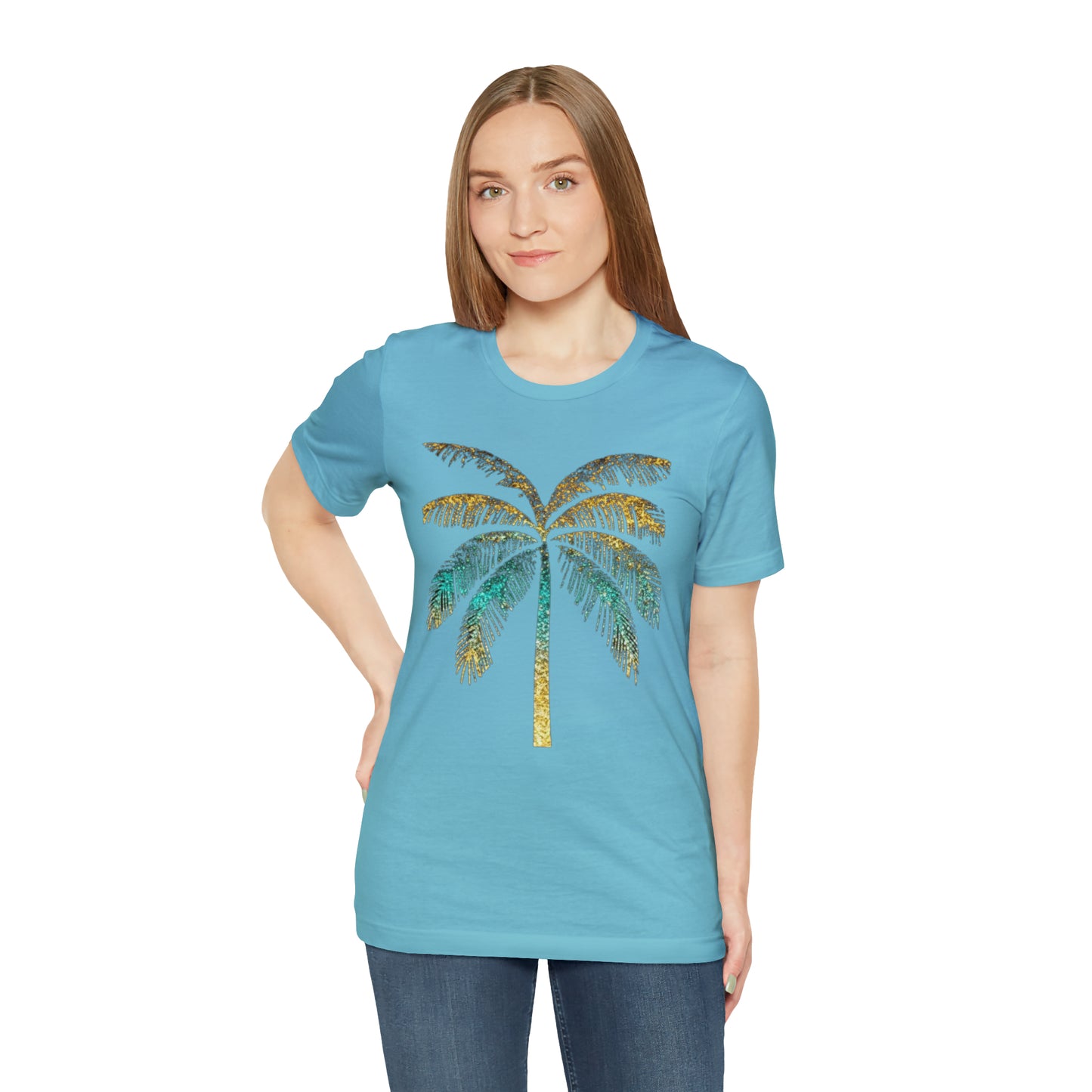 Golden palm tree stylish t-shirt. perfect gift for beach lover.