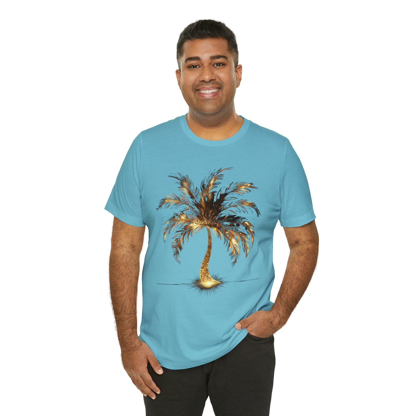 Golden Palm Tree stylish t-shirt. perfect gift for elegant tropical lover.