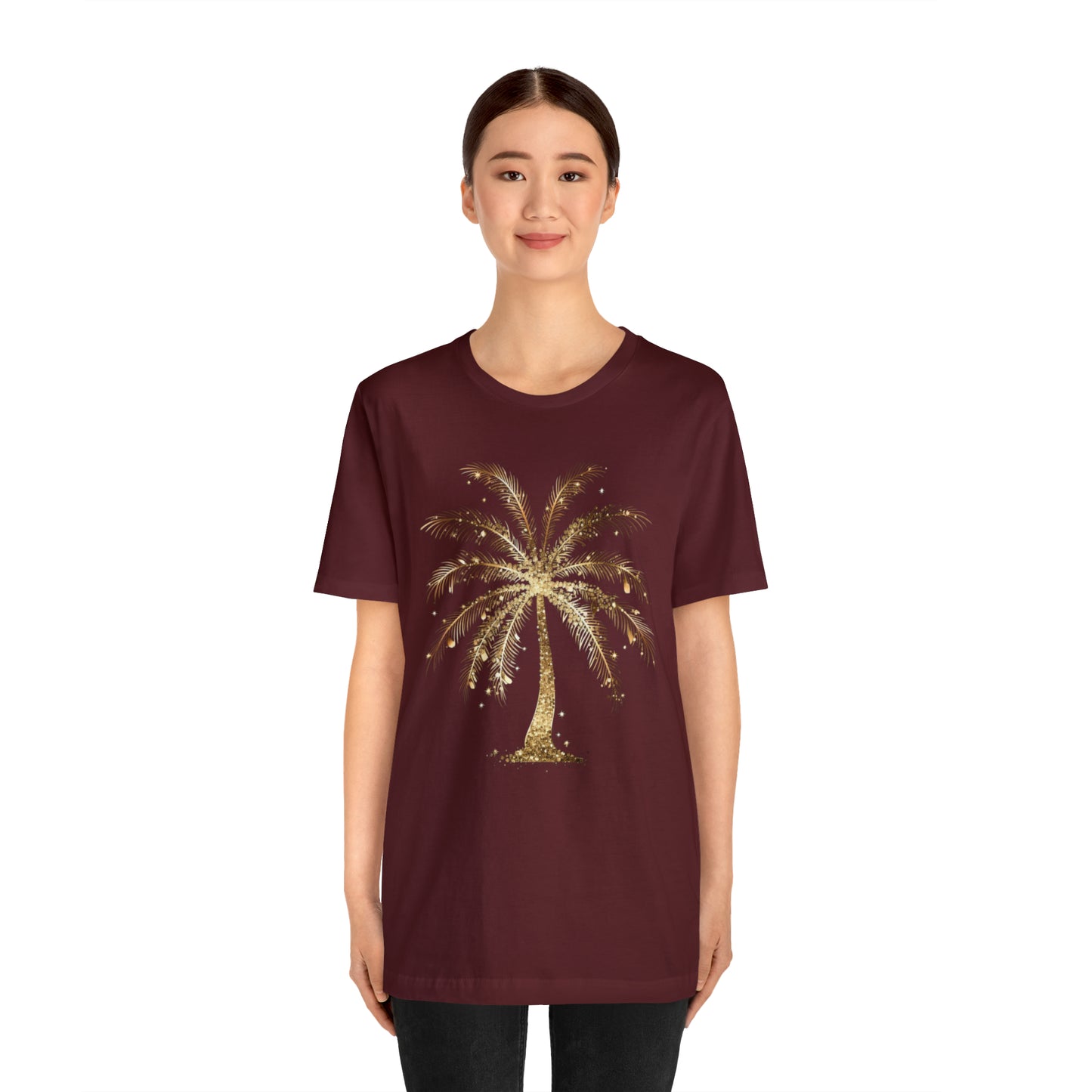 Gold Palm Tree t-shirt. perfect gift for beach or tropical lover.