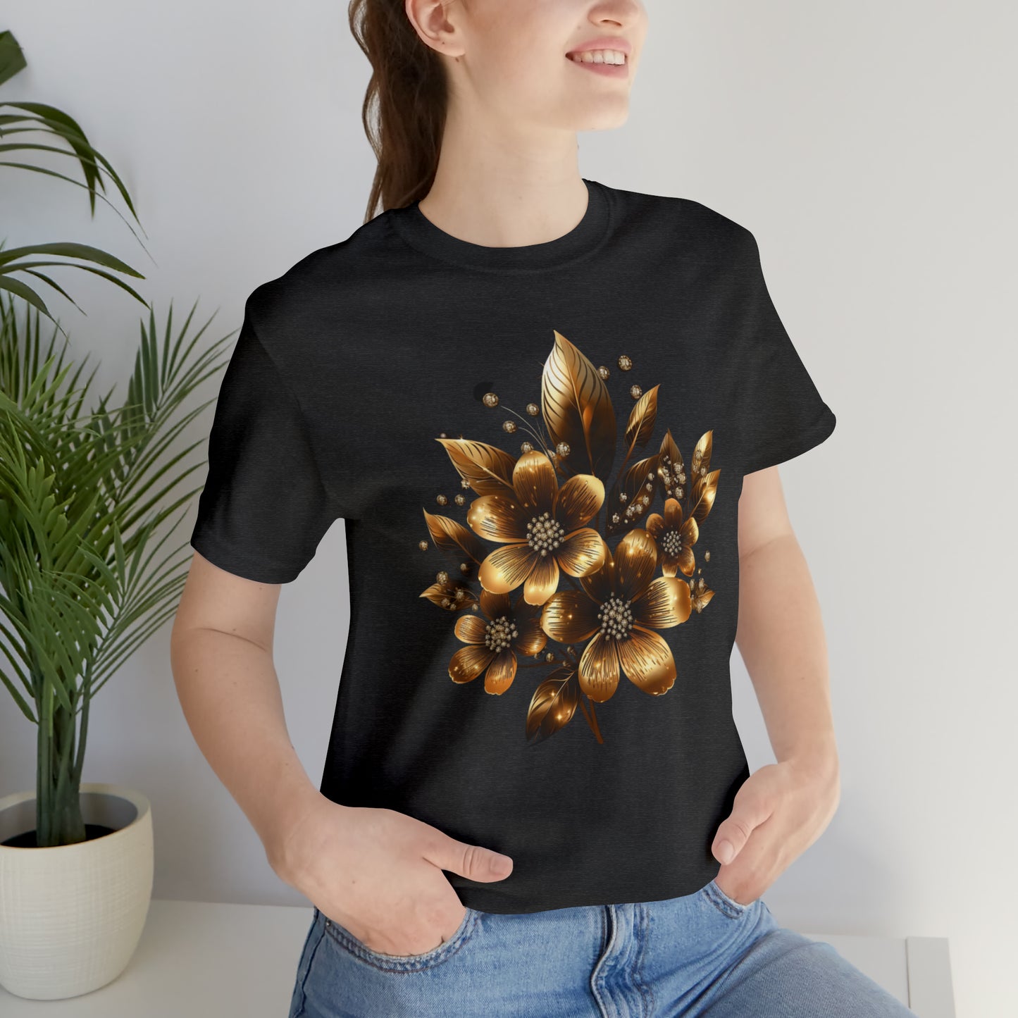 Enchanting Golden Flowers Radiance Blossom Collection. t shirt SRstudiosUS