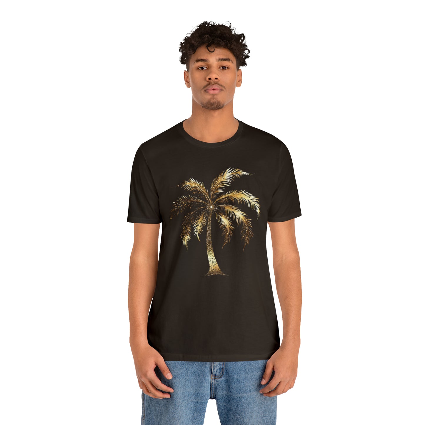 Golden Palm tree stylish elegant t-shirt. perfect gift for beach or island lover.