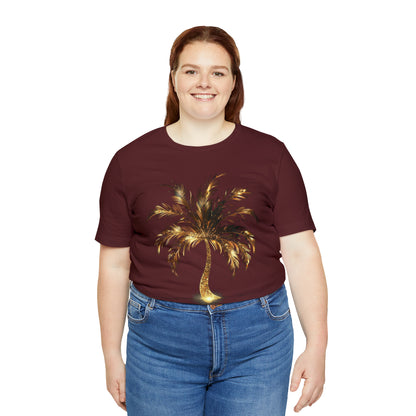 Golden Palm Tree stylish t-shirt. perfect gift for elegant tropical lover.