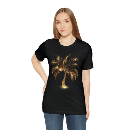 Golden Palm Tree stylish t-shirt. perfect gift for elegant tropical lover.