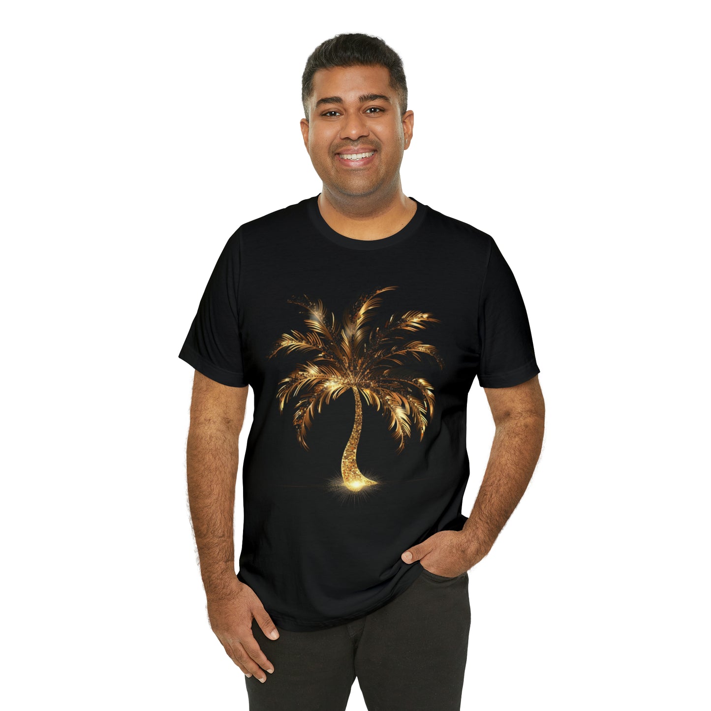 Golden Palm Tree stylish t-shirt. perfect gift for elegant tropical lover.