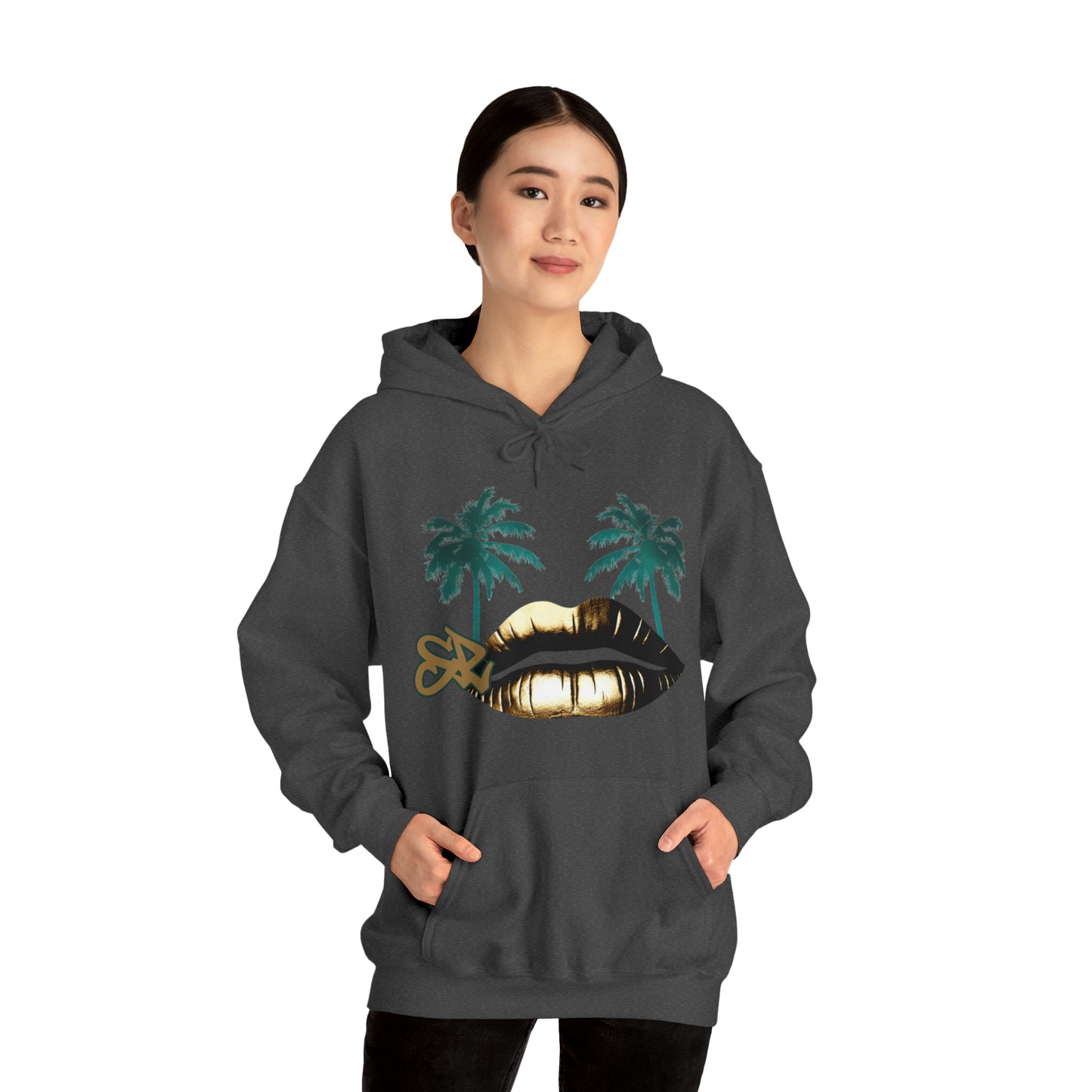SR gold lips kiss the island Unisex Heavy Blend™ Hooded Sweatshirt