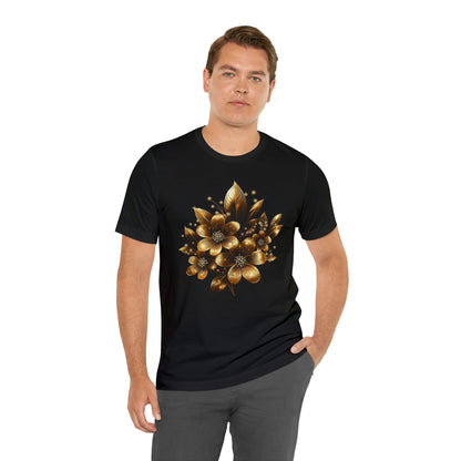 Enchanting Golden Flowers Radiance Blossom Collection. t shirt SRstudiosUS