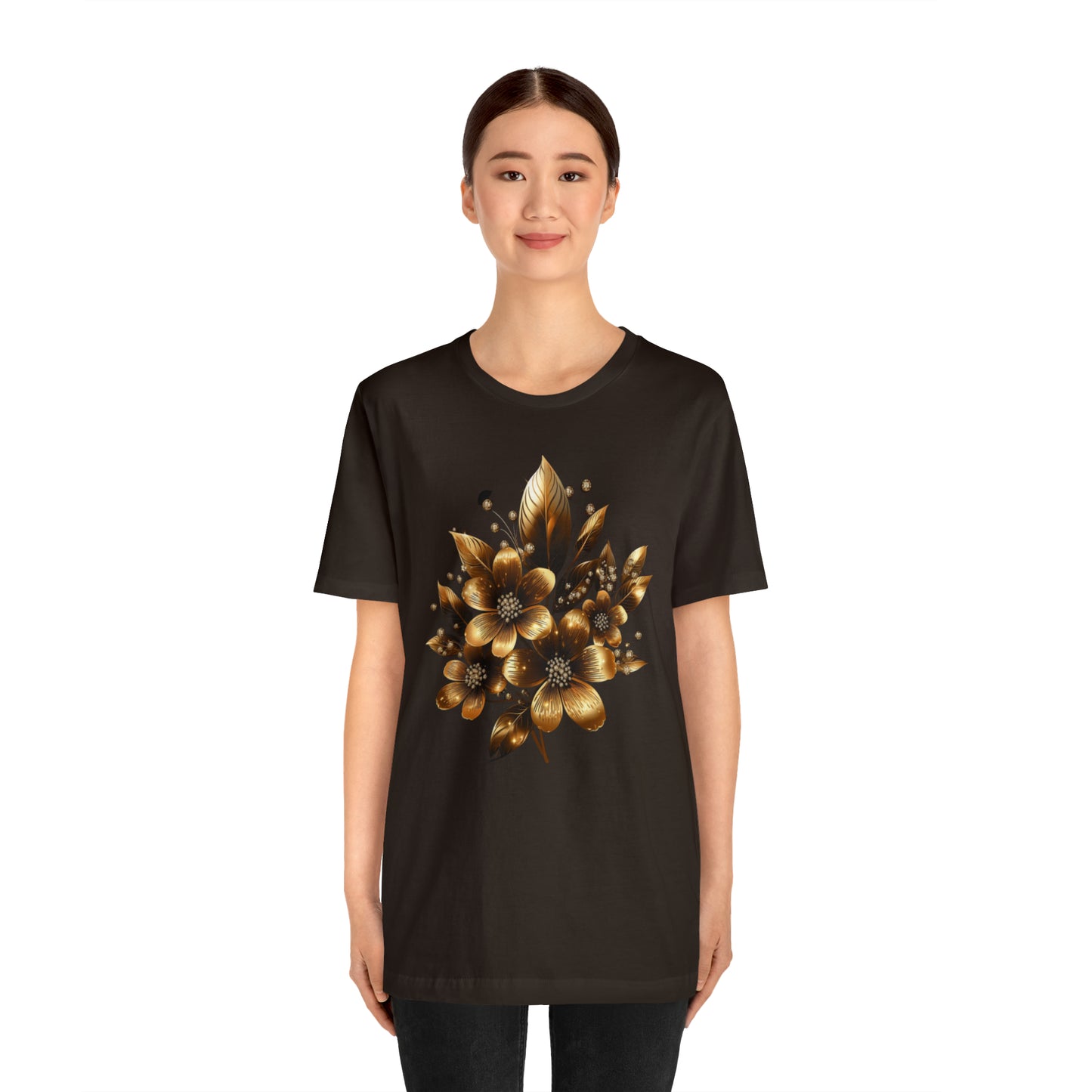 Enchanting Golden Flowers Radiance Blossom Collection. t shirt SRstudiosUS