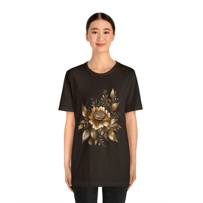 Enchanting Golden Flowers T-Shirt Line Radiance Blossom Collection SRstudiosUS