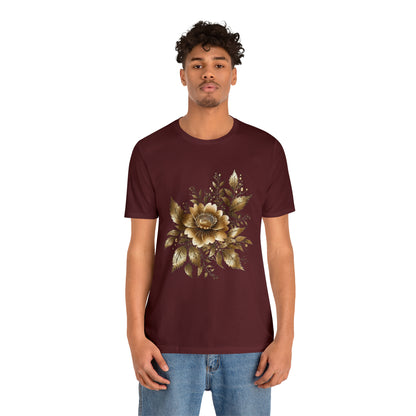 Enchanting Golden Flowers T-Shirt Line Radiance Blossom Collection SRstudiosUS