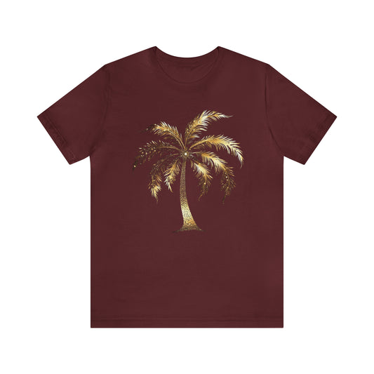 Golden Palm tree stylish elegant t-shirt. perfect gift for beach or island lover.