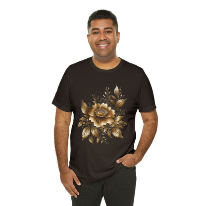 Enchanting Golden Flowers T-Shirt Line Radiance Blossom Collection SRstudiosUS