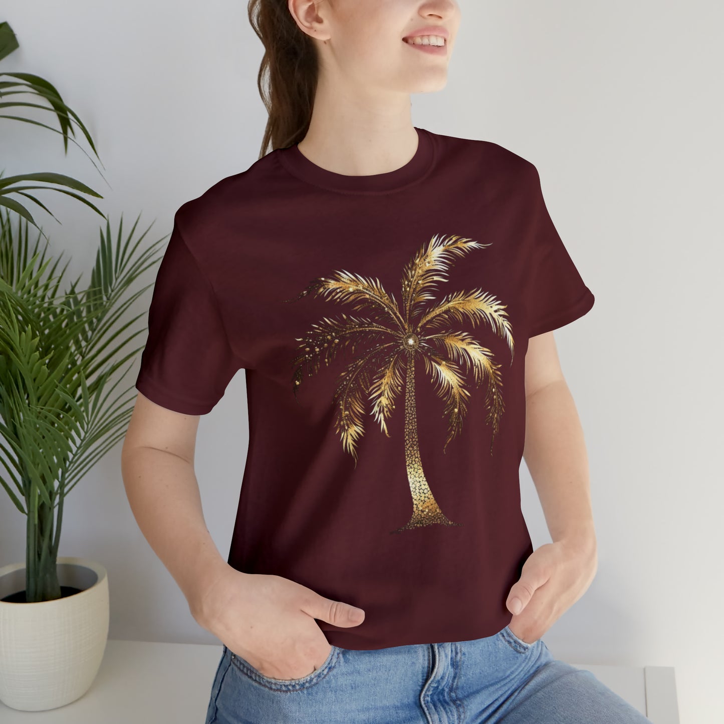 Golden Palm tree stylish elegant t-shirt. perfect gift for beach or island lover.