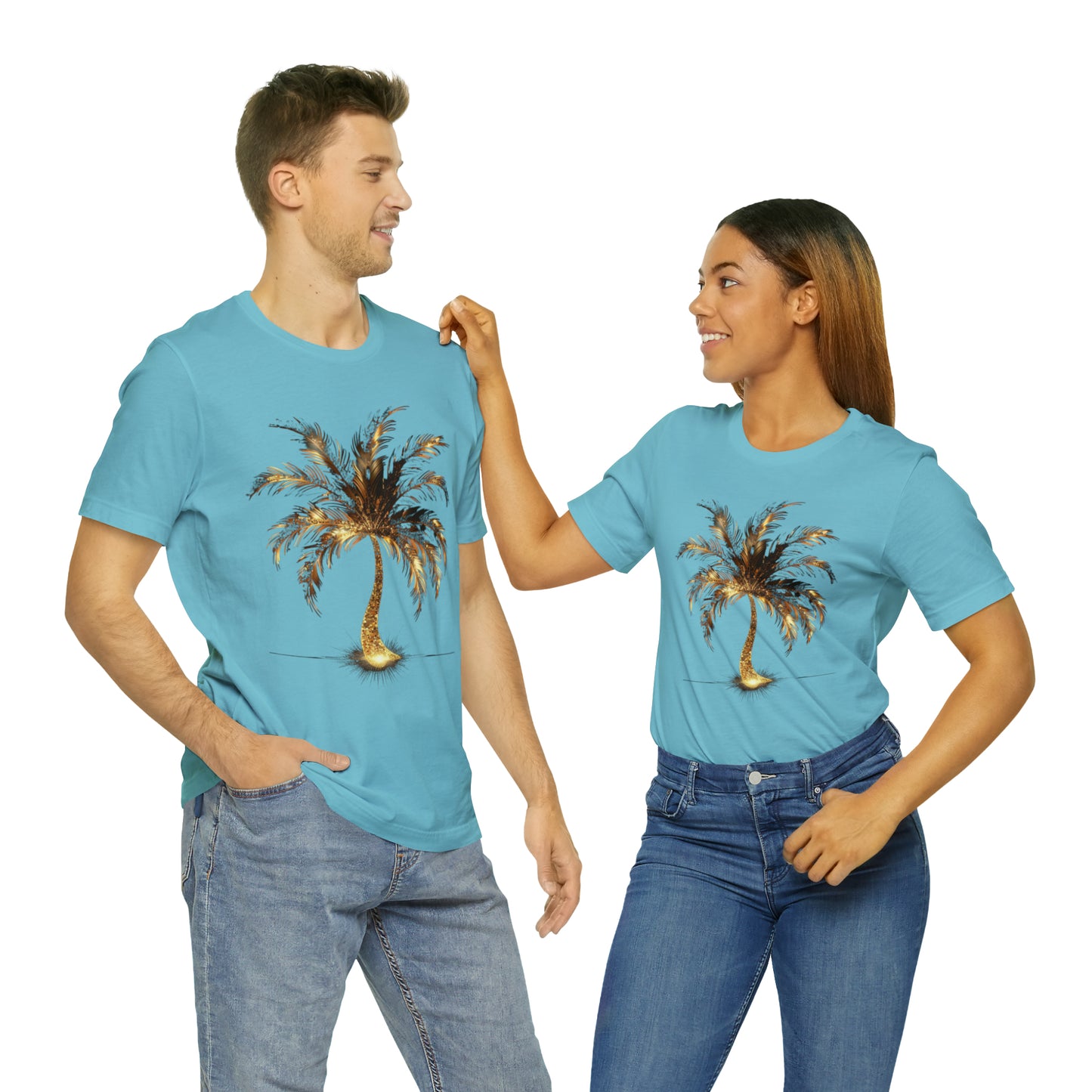 Golden Palm Tree stylish t-shirt. perfect gift for elegant tropical lover.