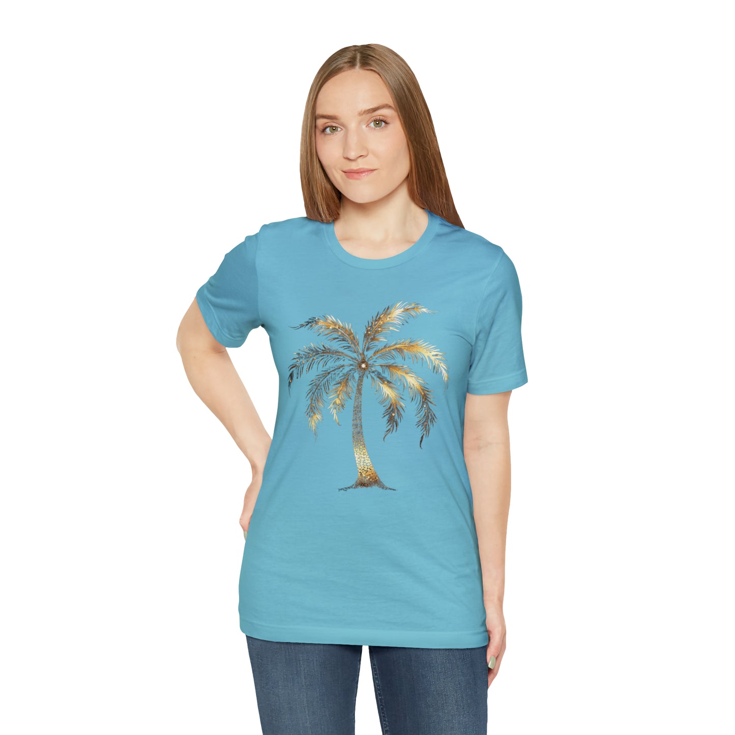 Golden Palm tree stylish elegant t-shirt. perfect gift for beach or island lover.