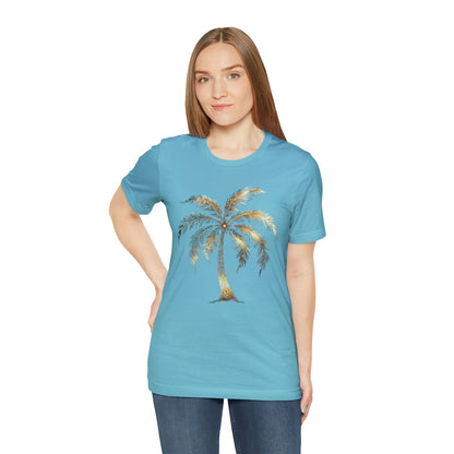 Golden Palm tree stylish elegant t-shirt. perfect gift for beach or island lover.