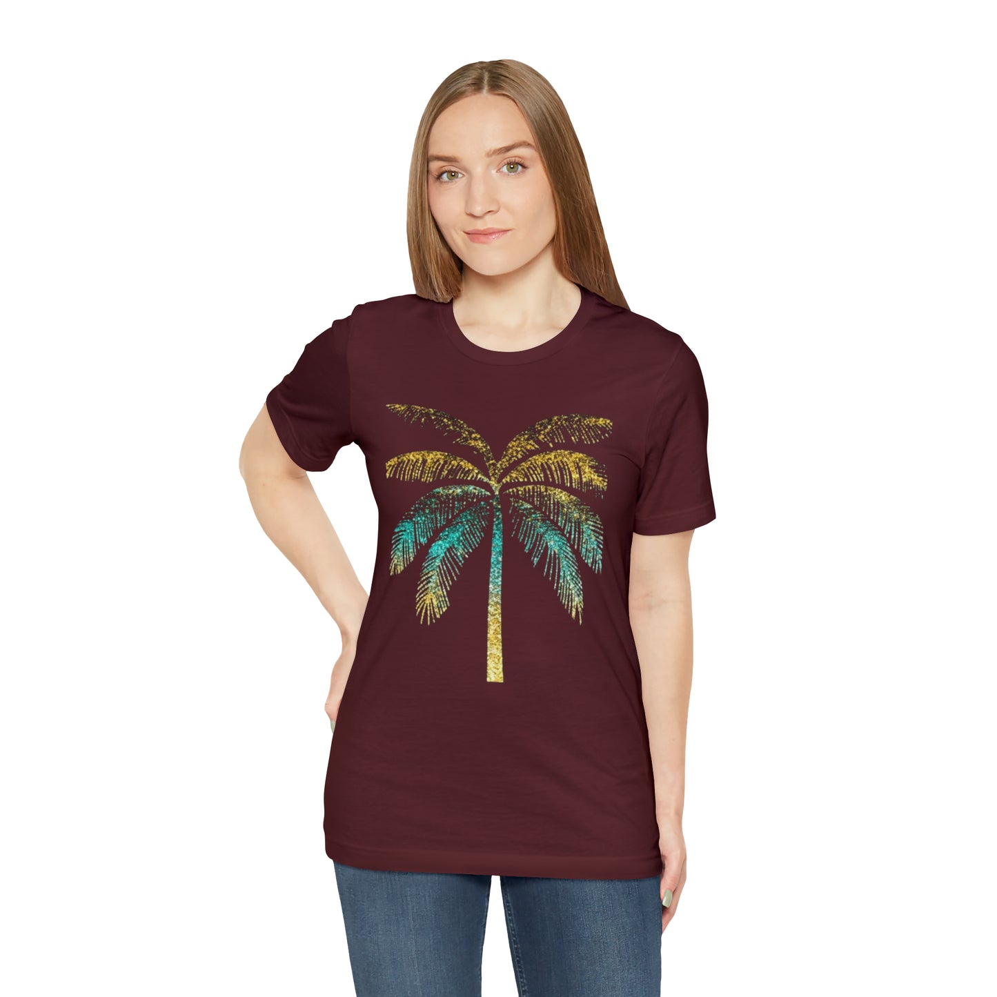 Golden palm tree stylish t-shirt. perfect gift for beach lover.