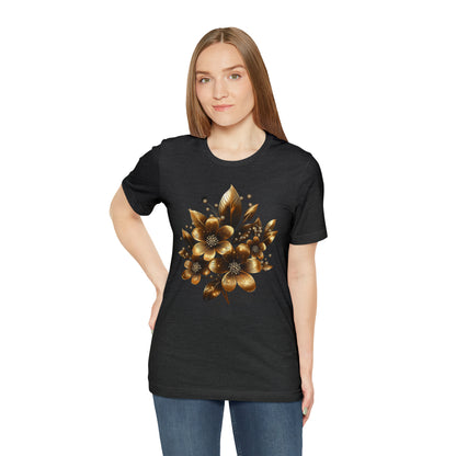 Enchanting Golden Flowers Radiance Blossom Collection. t shirt SRstudiosUS