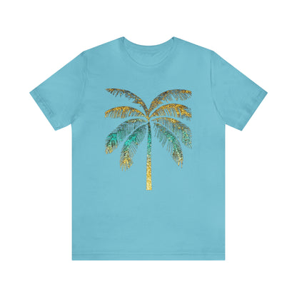 Golden palm tree stylish t-shirt. perfect gift for beach lover.