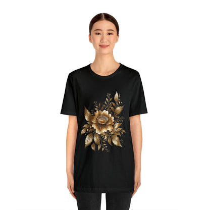 Enchanting Golden Flowers T-Shirt Line Radiance Blossom Collection SRstudiosUS