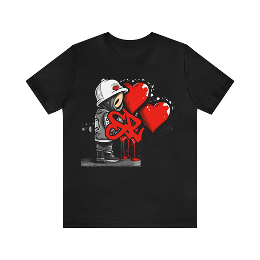 SR graffiti style print lonely heart t-shirt. great gift for art lovers.