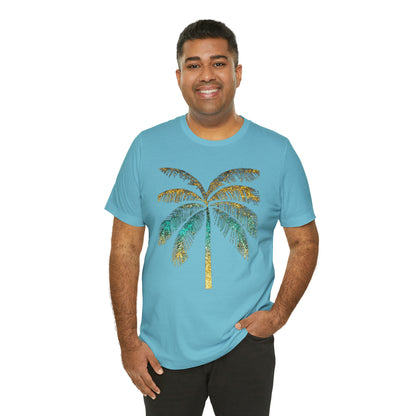 Golden palm tree stylish t-shirt. perfect gift for beach lover.