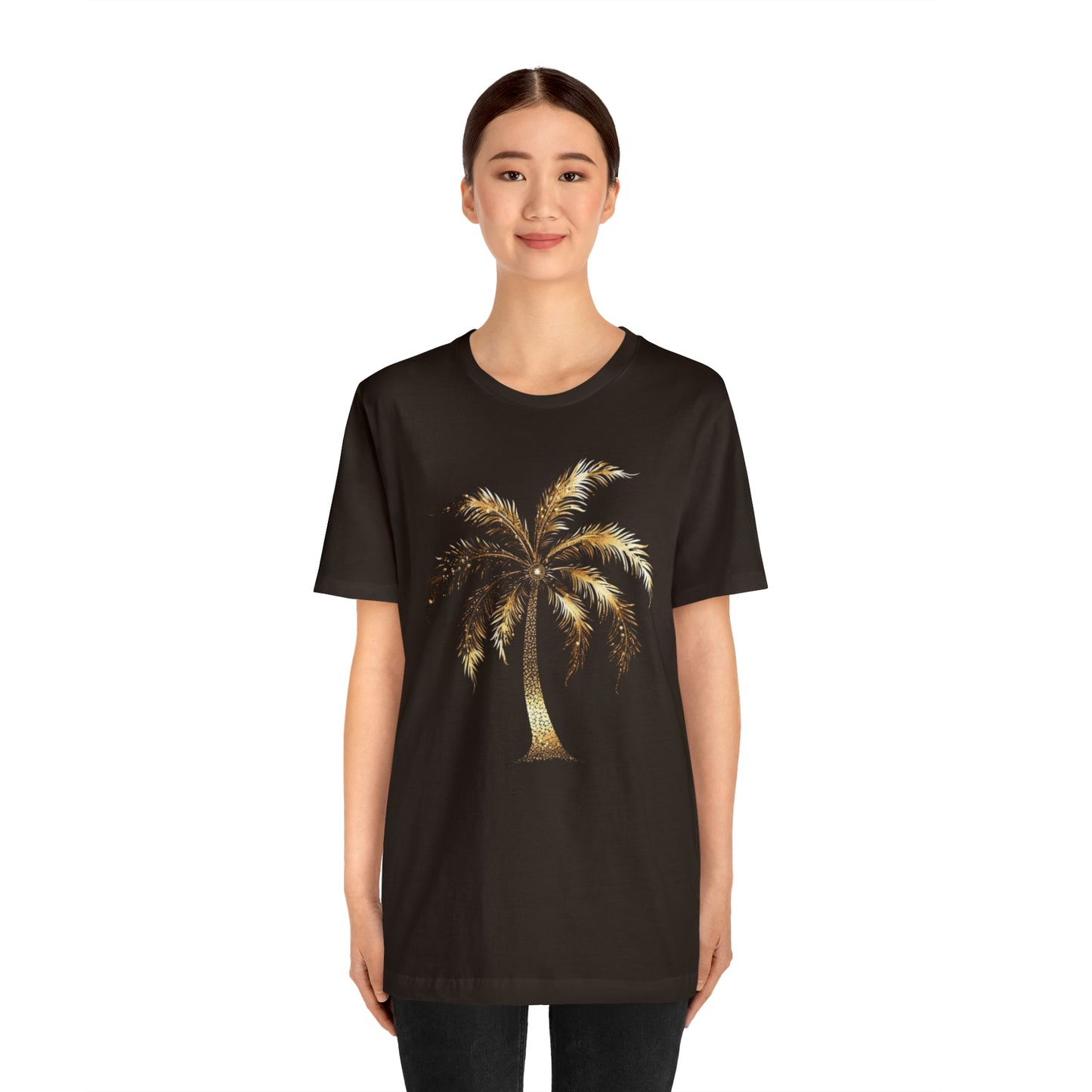 Golden Palm tree stylish elegant t-shirt. perfect gift for beach or island lover.