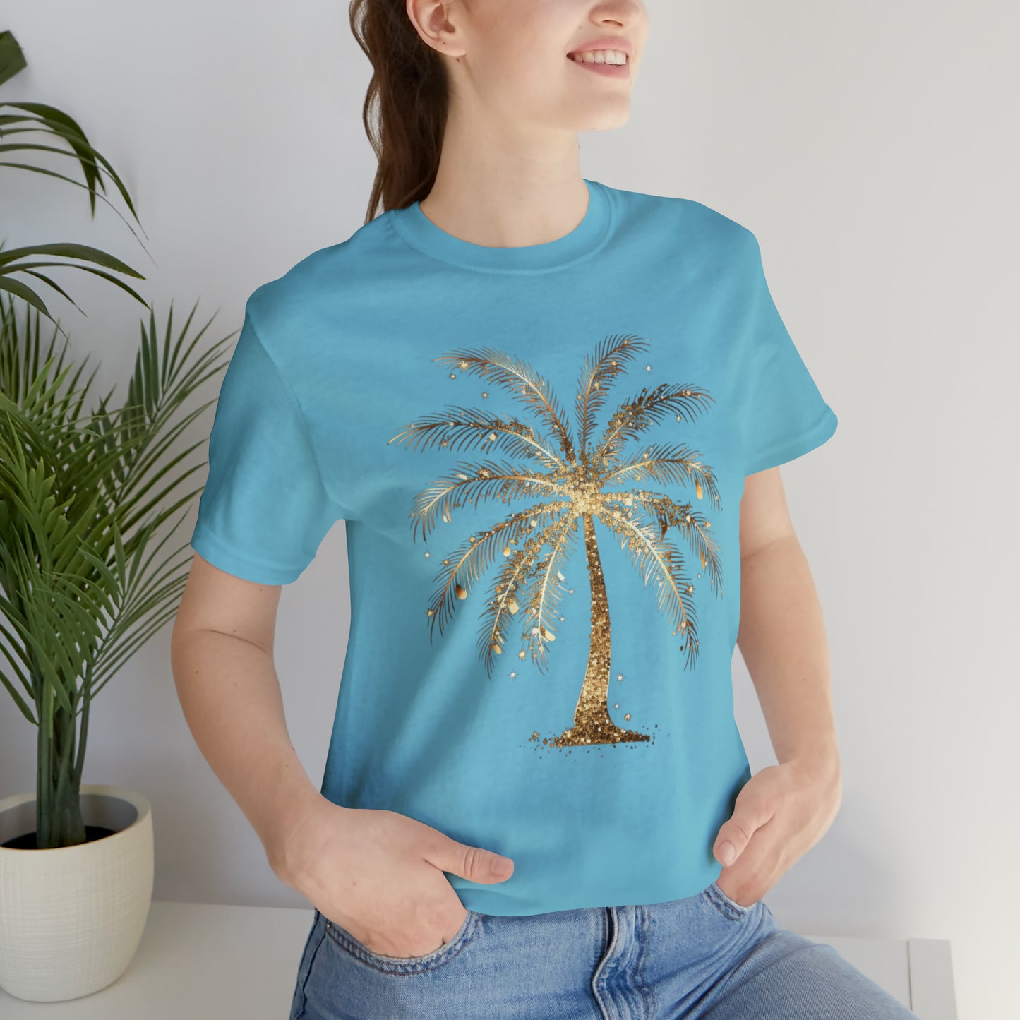 Gold Palm Tree t-shirt. perfect gift for beach or tropical lover.