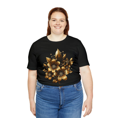 Enchanting Golden Flowers Radiance Blossom Collection. t shirt SRstudiosUS