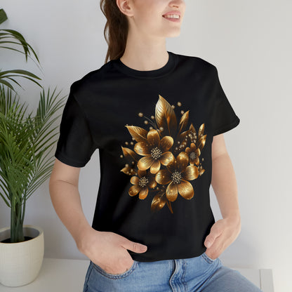 Enchanting Golden Flowers Radiance Blossom Collection. t shirt SRstudiosUS