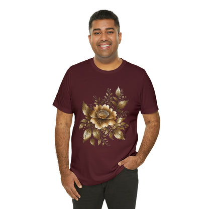 Enchanting Golden Flowers T-Shirt Line Radiance Blossom Collection SRstudiosUS