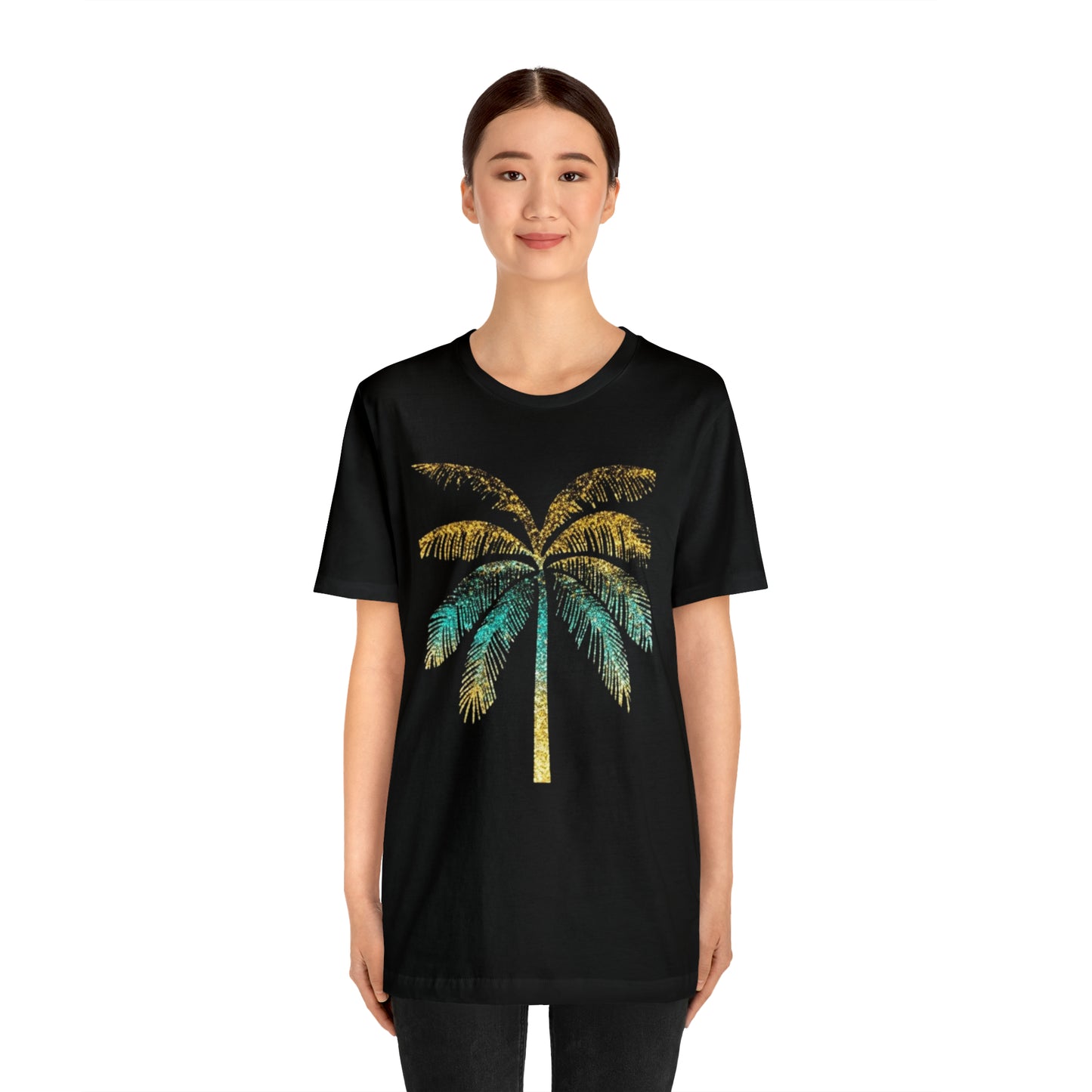 Golden palm tree stylish t-shirt. perfect gift for beach lover.