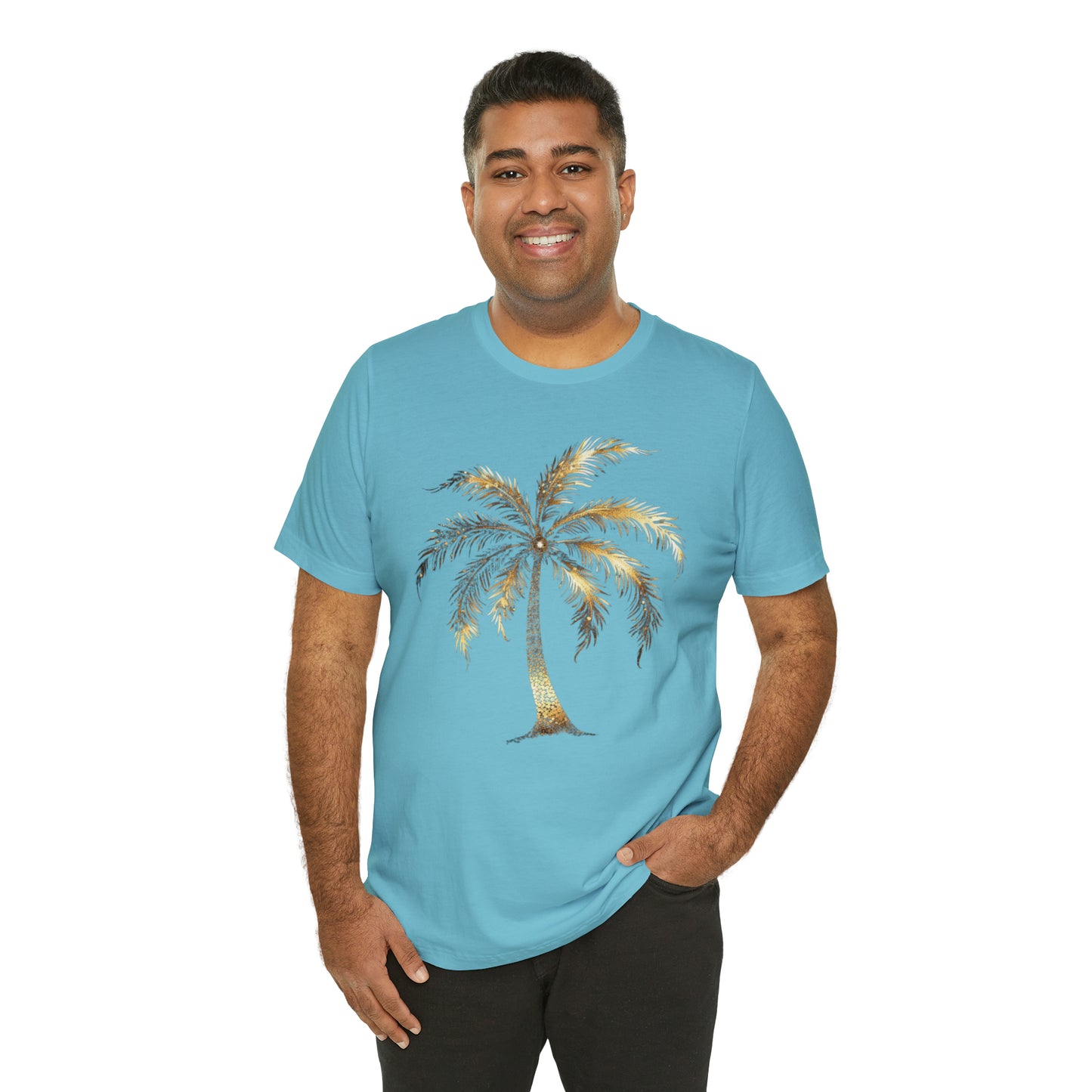 Golden Palm tree stylish elegant t-shirt. perfect gift for beach or island lover.