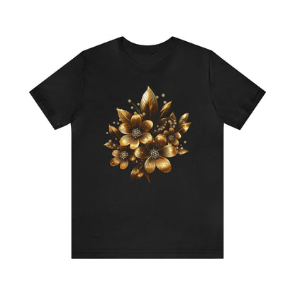 Enchanting Golden Flowers Radiance Blossom Collection. t shirt SRstudiosUS