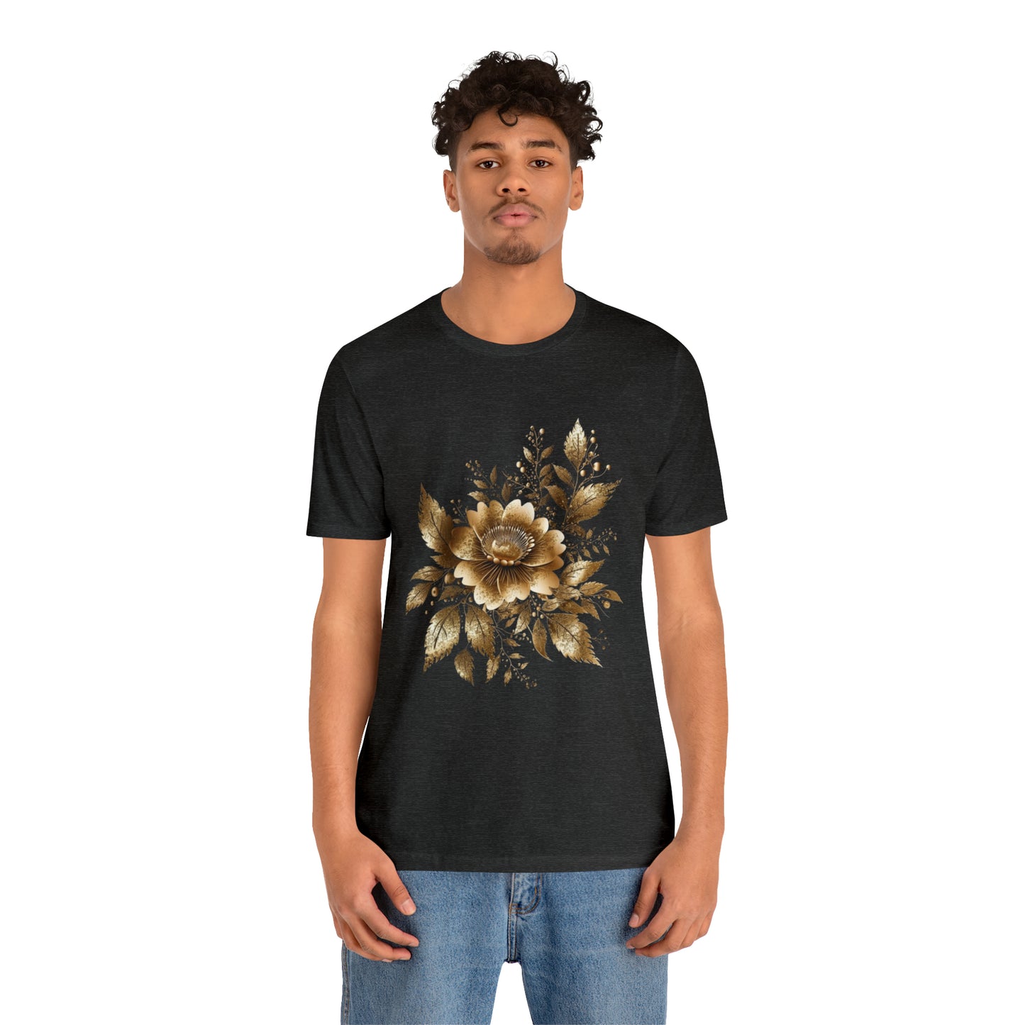 Enchanting Golden Flowers T-Shirt Line Radiance Blossom Collection SRstudiosUS