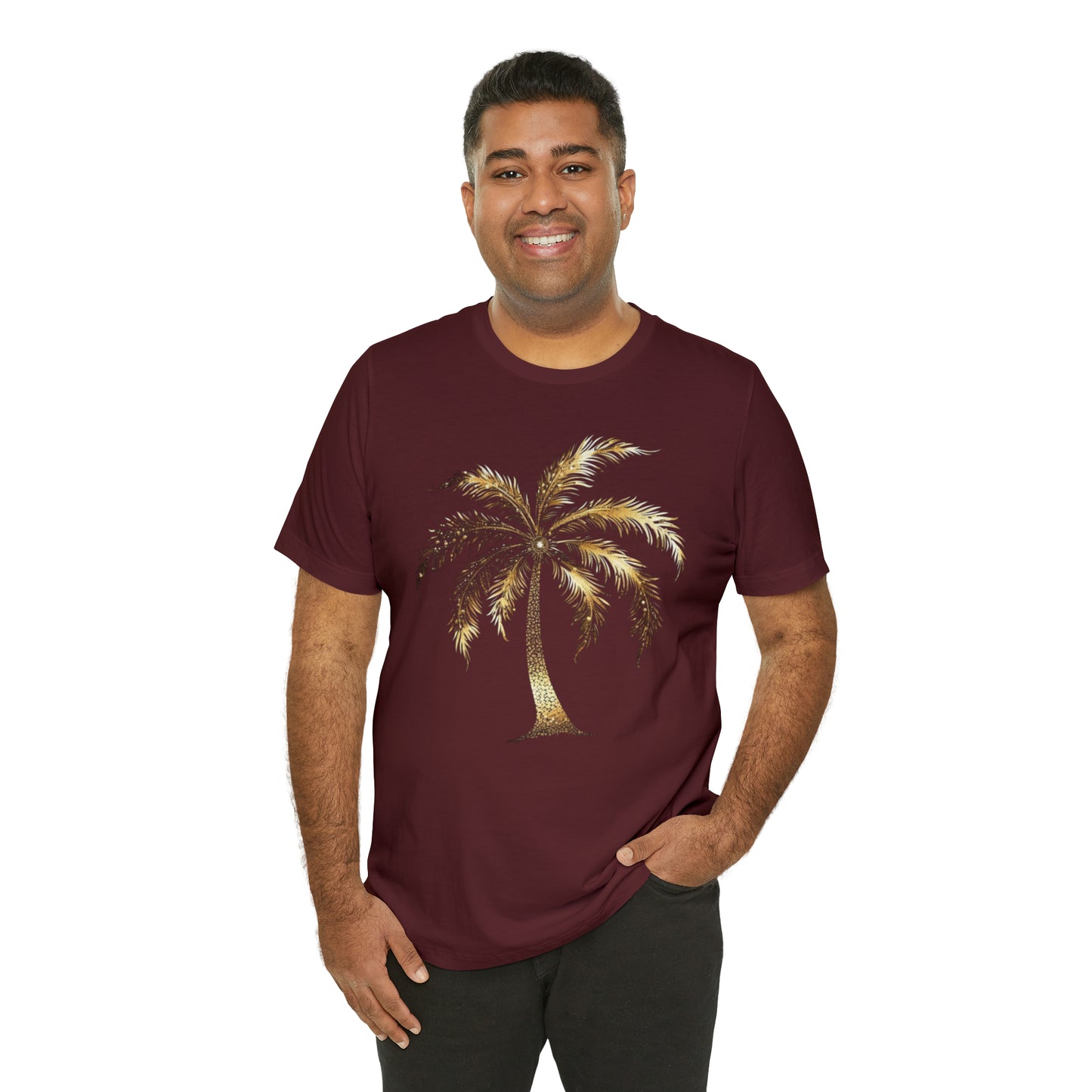 Golden Palm tree stylish elegant t-shirt. perfect gift for beach or island lover.