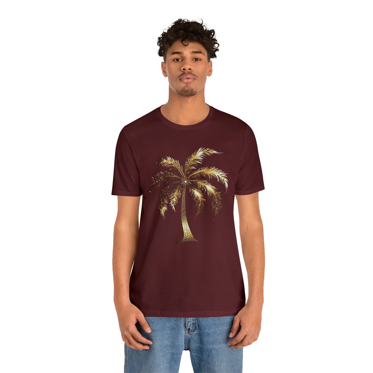 Golden Palm tree stylish elegant t-shirt. perfect gift for beach or island lover.