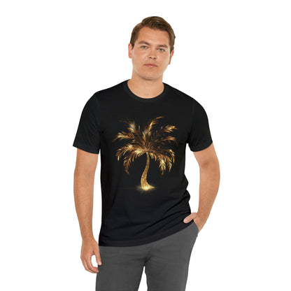 Golden Palm Tree stylish t-shirt. perfect gift for elegant tropical lover.