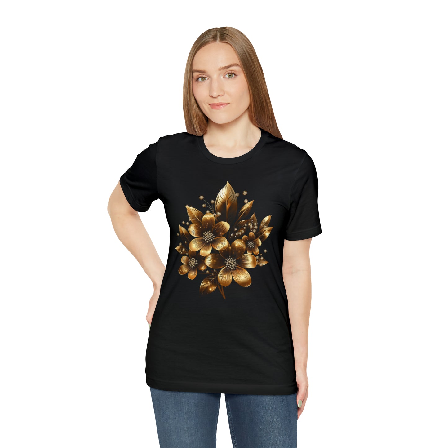 Enchanting Golden Flowers Radiance Blossom Collection. t shirt SRstudiosUS