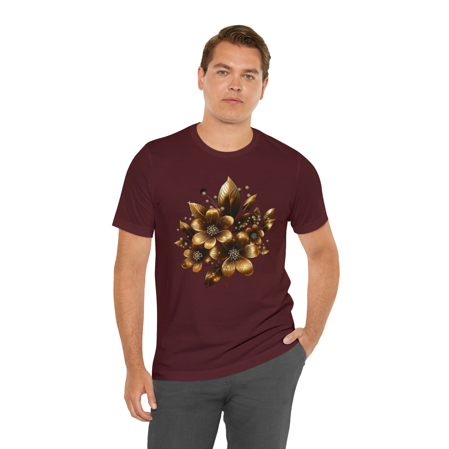 Enchanting Golden Flowers Radiance Blossom Collection. t shirt SRstudiosUS