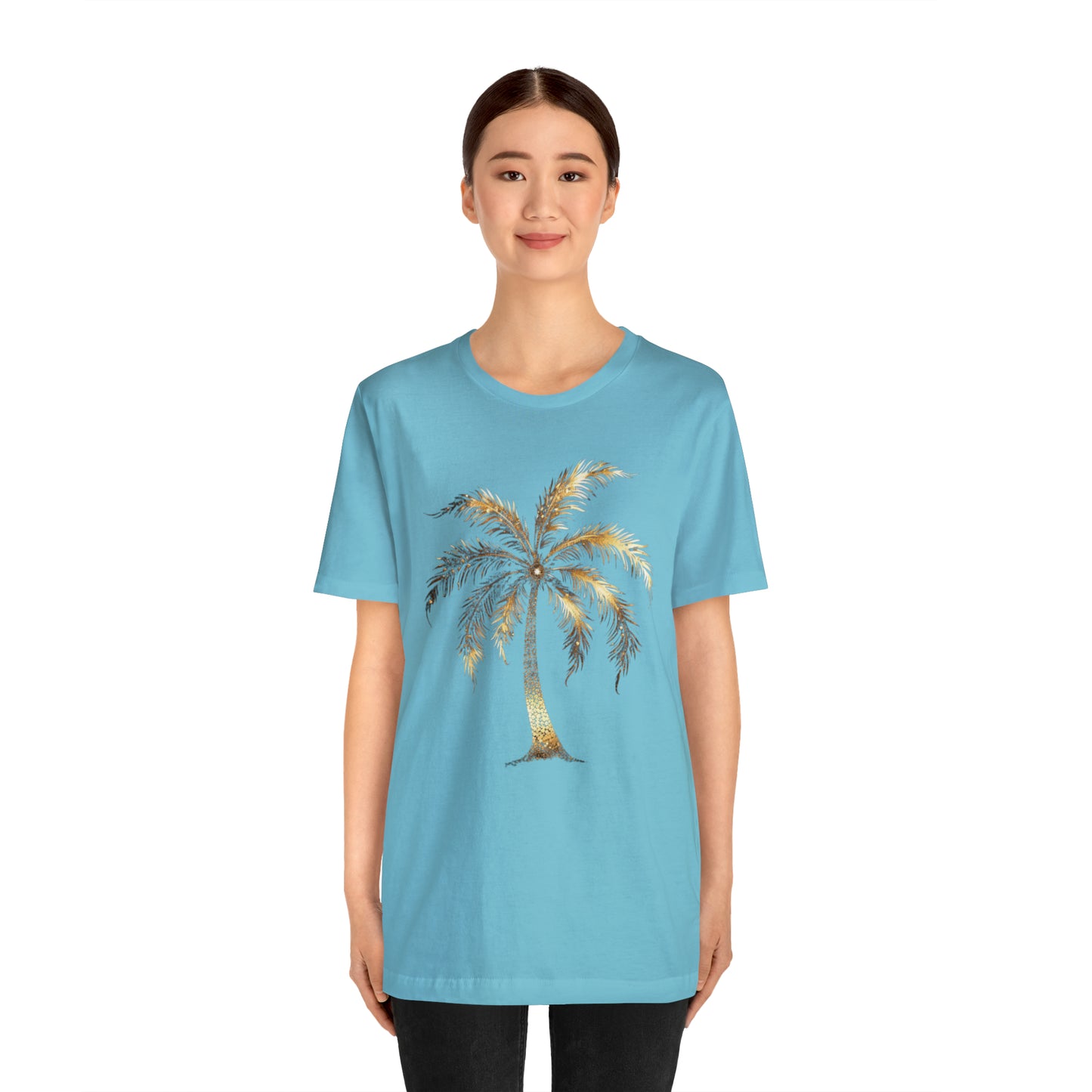 Golden Palm tree stylish elegant t-shirt. perfect gift for beach or island lover.