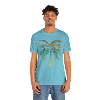 Golden palm tree stylish t-shirt. perfect gift for beach lover.