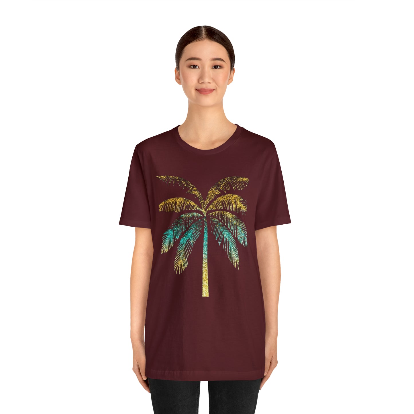 Golden palm tree stylish t-shirt. perfect gift for beach lover.