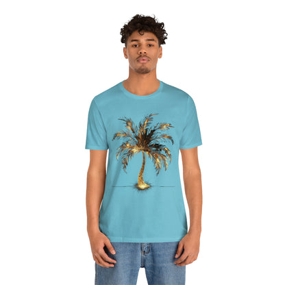 Golden Palm Tree stylish t-shirt. perfect gift for elegant tropical lover.