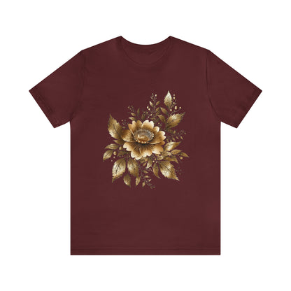 Enchanting Golden Flowers T-Shirt Line Radiance Blossom Collection SRstudiosUS