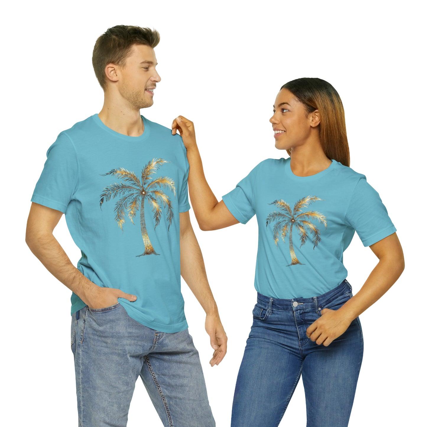 Golden Palm tree stylish elegant t-shirt. perfect gift for beach or island lover.