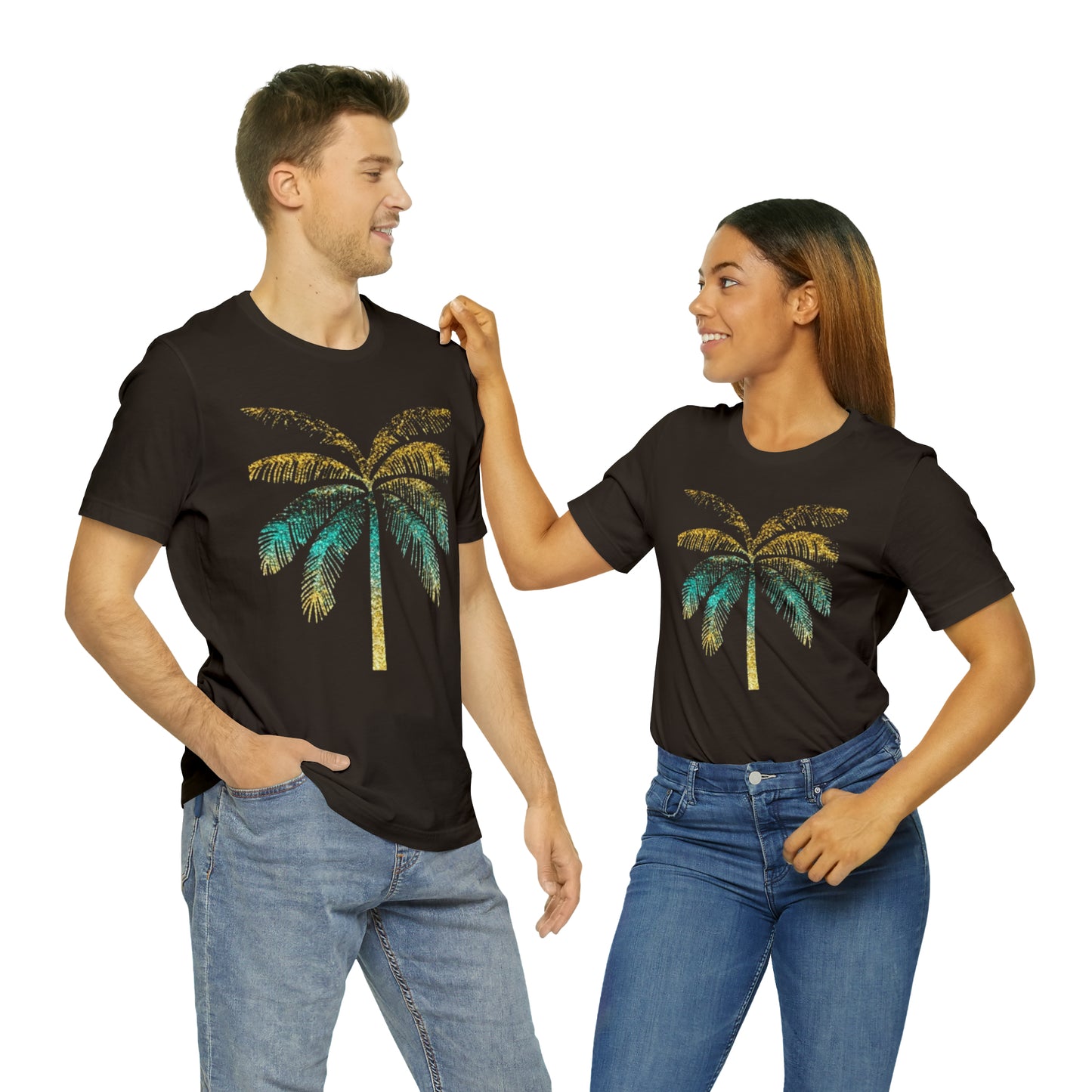 Golden palm tree stylish t-shirt. perfect gift for beach lover.